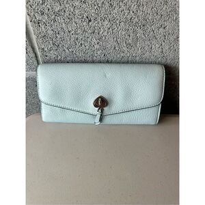 Kate Spade New York Marti Large Pebbled Leather Slim Flap Wallet Lite Blue